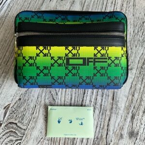 Off-White Green and Blue Toiletry Bag